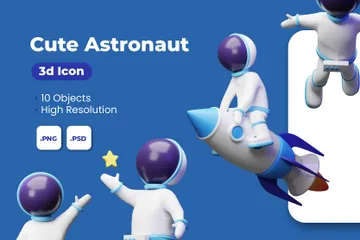 Astronaute mignon Pack 3D Illustration