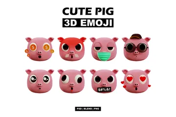 Emoji de cochon mignon Pack 3D Icon