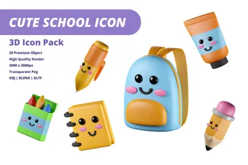 École mignonne Pack 3D Icon