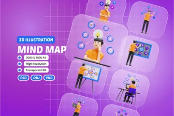 Mind Map 3D Illustration Pack