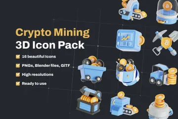 Mineração de bitcoin Pacote de Icon 3D