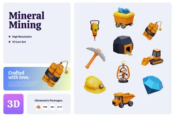 Mineralienabbau 3D Icon Pack