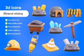 Mineralienabbau 3D Icon Pack