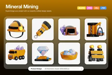 Mineralienabbau 3D Icon Pack