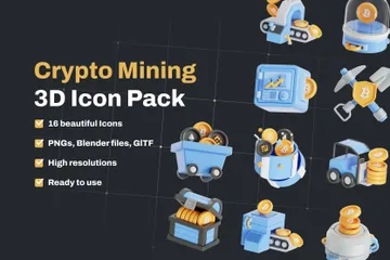 Minería Bitcoin Paquete de Icon 3D