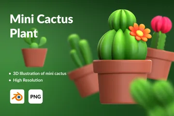Mini Cactus Plant 3D Icon Pack