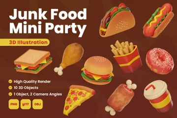 Mini festa de junk food Pacote de Icon 3D