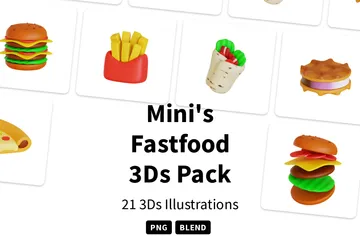 Minis Fast Food 3D Icon Pack