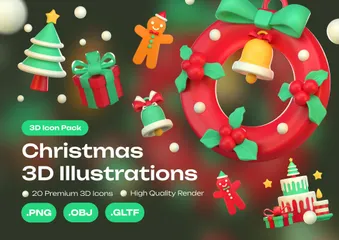 Minimal Christmas 3D Icon Pack