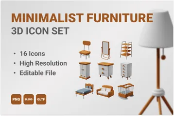 Minimalist Furniture 3D Icon Pack