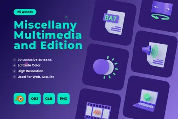 Miscellany Multimedia And Edition 3D Icon Pack