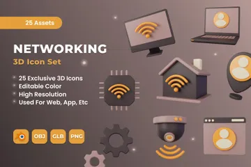 La mise en réseau Pack 3D Icon