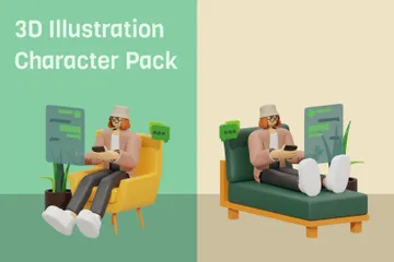 Mit Freunden chatten 3D Illustration Pack