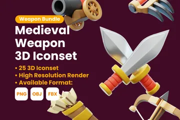 Mittelalterliche Waffe 3D Icon Pack