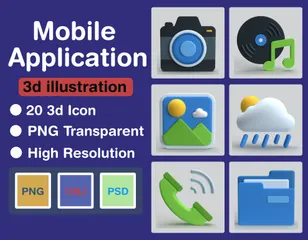 Mobile Applikation 3D Icon Pack