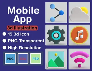 Mobile App 3D Icon Pack