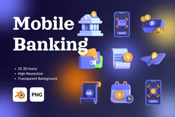 Mobile Banking 3D Icon Pack
