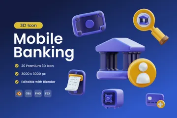 Mobile Banking 3D Icon Pack