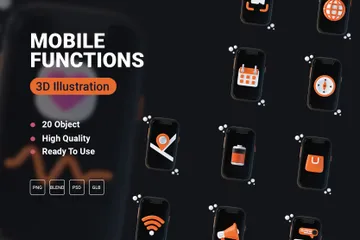Mobile Function 3D Icon Pack