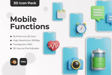 Mobile Functions 3D Icon Pack