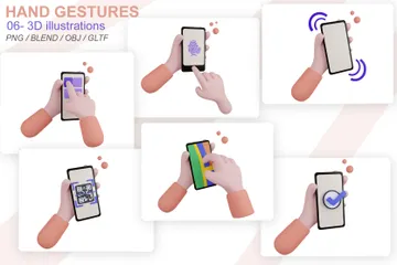 Mobile Hand Gestures 3D Icon Pack