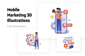 Mobile Marketing 3D Illustration Pack
