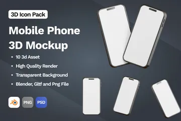 Mobile Phone Mockup 3D Icon Pack