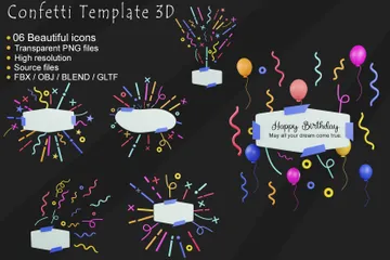 Modèle de confettis Pack 3D Icon