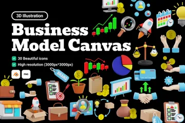 Business Model Canvas Pacote de Icon 3D