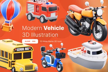 Modernes Fahrzeug 3D Icon Pack