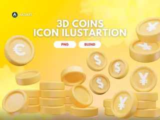 Moeda Pacote de Icon 3D