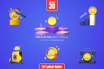 Moeda da Rupia do Sri Lanka Pacote de Illustration 3D