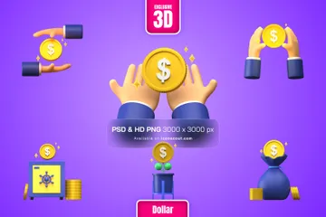 Moeda de dólar Pacote de Illustration 3D