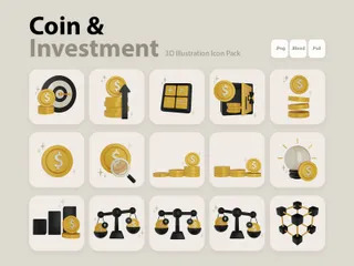 Moeda e Investimento Pacote de Icon 3D