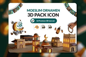 Moeslim / Islam Ornament 3D Icon Pack