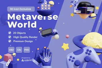 Monde métavers Pack 3D Icon