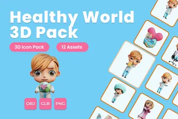 Un monde en bonne santé Pack 3D Illustration