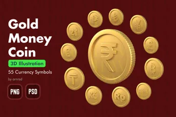 Monedas de dinero de oro Paquete de Icon 3D