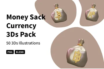 Moneda del saco de dinero Paquete de Icon 3D