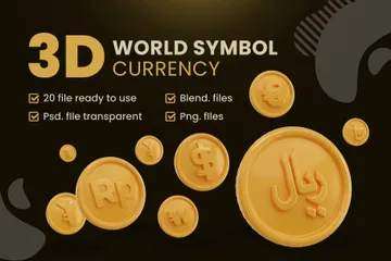 Moneda símbolo mundial Paquete de Icon 3D
