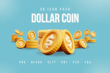 Monedas de un dolar Paquete de Icon 3D