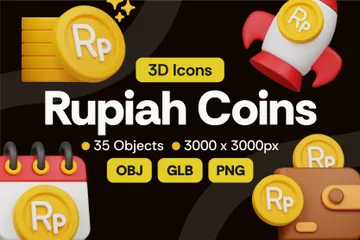 Monedas de rupia Paquete de Icon 3D