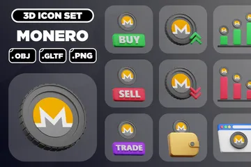 Monero Crypto 3D Icon Pack