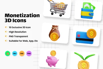 Monetización Paquete de Icon 3D