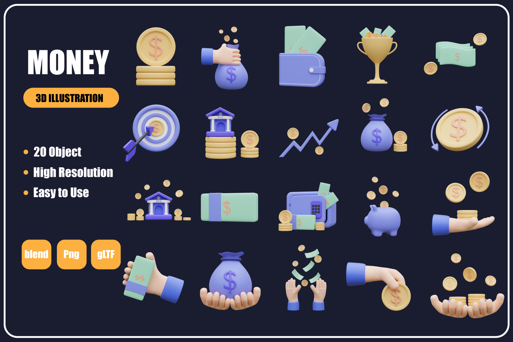 Premium Money 3D Illustration pack from Business 3D Illustrations