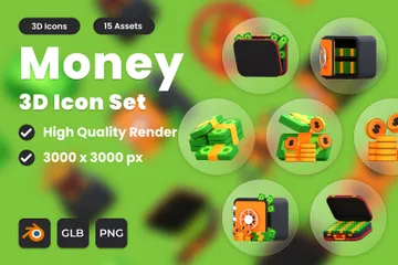 Money 3D Icon Pack