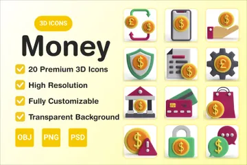 Money 3D Icon Pack