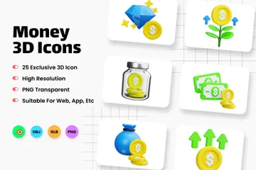 Money 3D Icon Pack