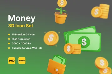 Money 3D Icon Pack