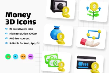 Money 3D Icon Pack